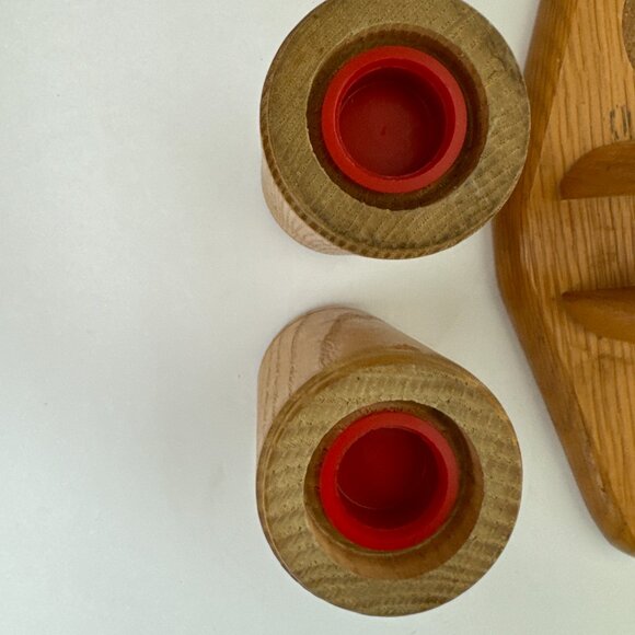 Vintage MCM Wooden Napkin Holder Salt & Pepper Shakers Farmhouse Cottege - Picture 11 of 15